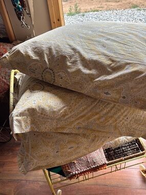 Yellow Paisley Pottery Barn Down Slipcovered Pillows (3)